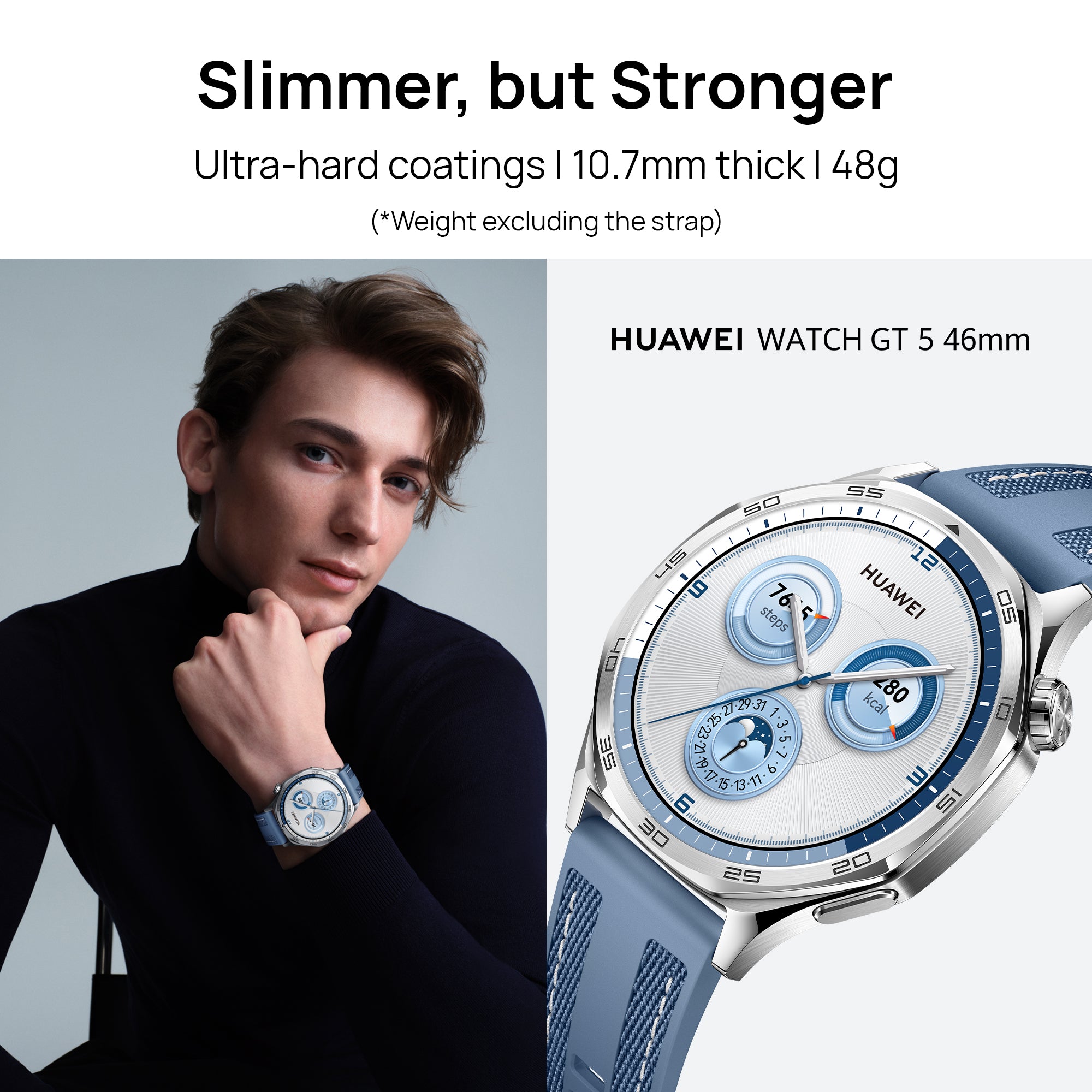 Huawei Watch GT 5 46mm Smartwatch, Up to 14 Days Battery Life, iOS & Android Compatible,Built in Maps, Pro-Level Sports Call&Message Reply.