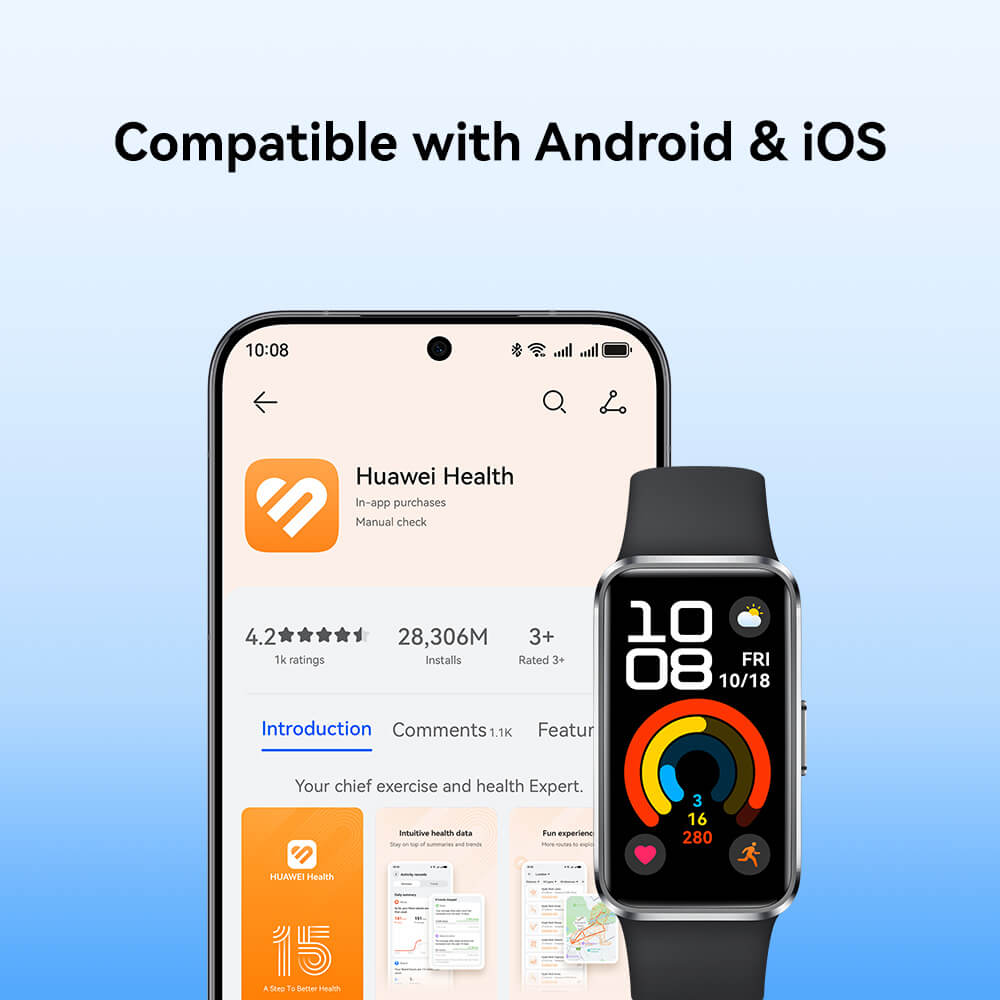 HUAWEI Band 10 Smartwatch with AI-Powered Fitness Monitoring, Pro-Level Sleep Analysis, Emotional Wellbeing Assistant,Streamlined Metallic Design,Fast Charging,iOS Android