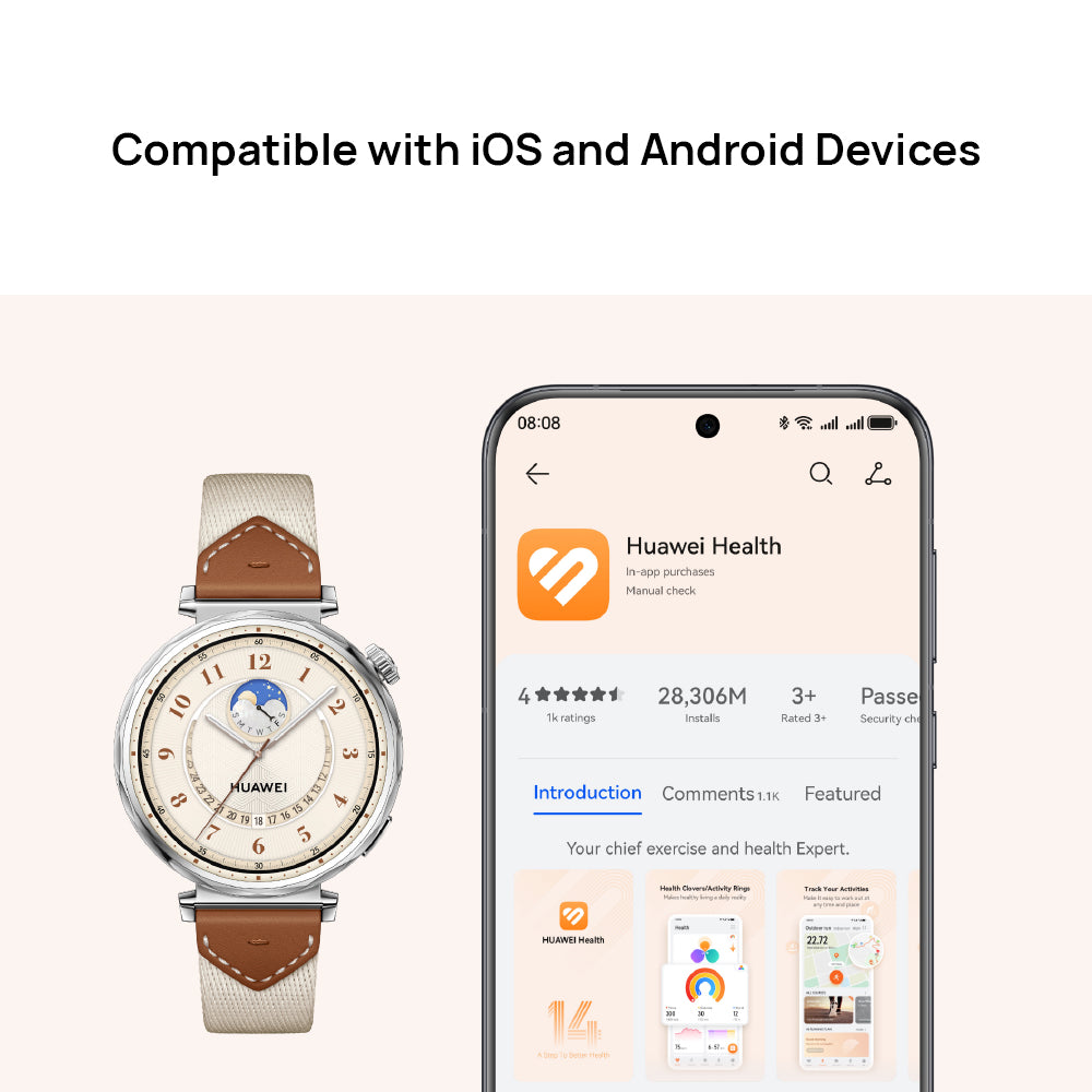 Huawei Watch GT 5 46mm Smartwatch, Up to 14 Days Battery Life, iOS & Android Compatible,Built in Maps, Pro-Level Sports Call&Message Reply.