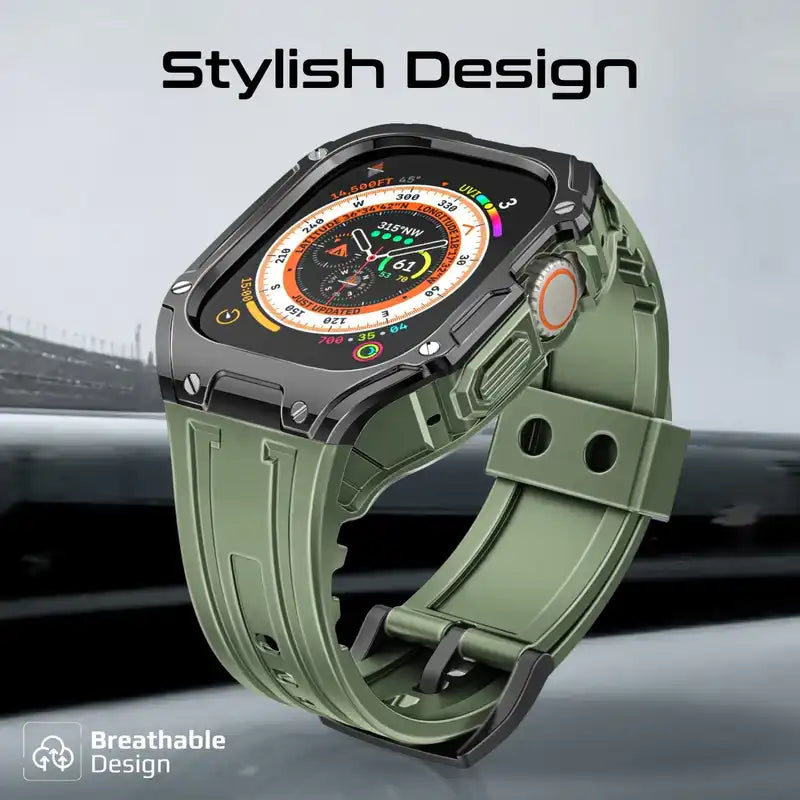 CaseBand Promate with Secure Stainless-Steel Buckle, Lightweight Design, Scratch-Resistant TPU, Ergonomic Adjustable Fit, Shock-Resistant Materials, for Apple Watch Ultra 1&2