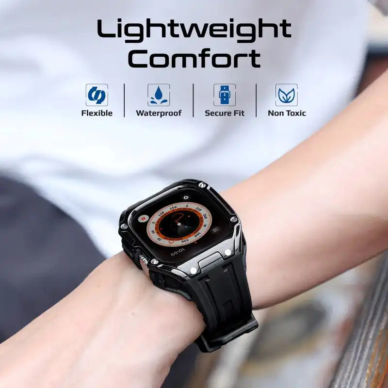 CaseBand Promate with Secure Stainless-Steel Buckle, Lightweight Design, Scratch-Resistant TPU, Ergonomic Adjustable Fit, Shock-Resistant Materials, for Apple Watch Ultra 1&2