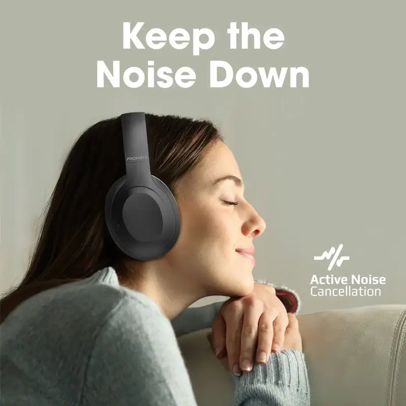 Concord Promate Wireless Headphones, Hi-Fi Active Noise Cancelling Over-Ear Wired/Wireless Bluetooth v5.3 Headset with Microphone, 27H Playtime, Foldable Design and 3.5mm Jack for iPhone 14, 15, 16, S25