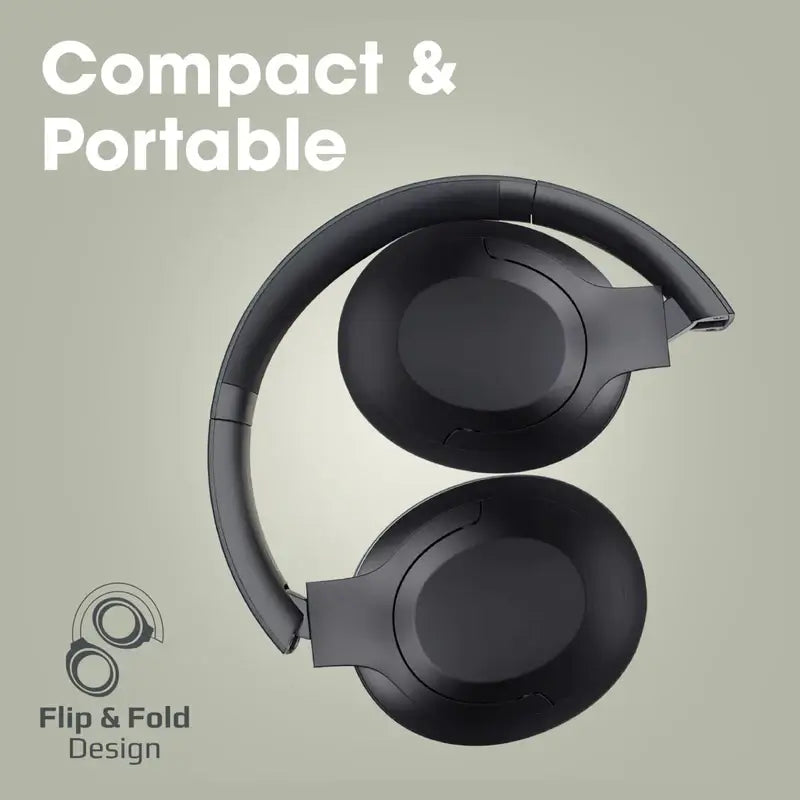 Concord Promate Wireless Headphones, Hi-Fi Active Noise Cancelling Over-Ear Wired/Wireless Bluetooth v5.3 Headset with Microphone, 27H Playtime, Foldable Design and 3.5mm Jack for iPhone 14, 15, 16, S25