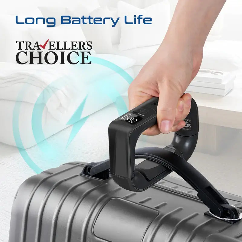 Promate InstaScale-50 Black Digital Luggage Scale 50kg Max Capacity, High Precision 50g Increments, Backlit LCD Display, Dual Units (kg/lb), Ergonomic Grip, Compact Travel Weighing Tool
