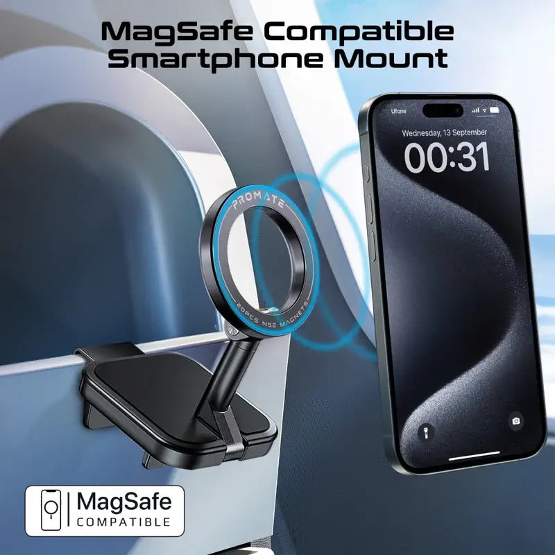 MagHook Promate Phone Holder for Car with 360 Degree Rotating, MagSafe Compatible, Clip-on Designed for Smartphones
