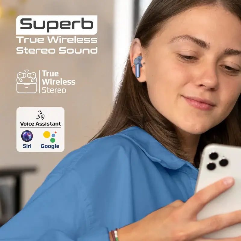 ProPods Promate True Wireless Earbuds, in-Ear Active Noise Cancelling Bluetooth v5.3 Earphones with Mic, 25H Playback Time, Intelligent Touch Controls and Charging case