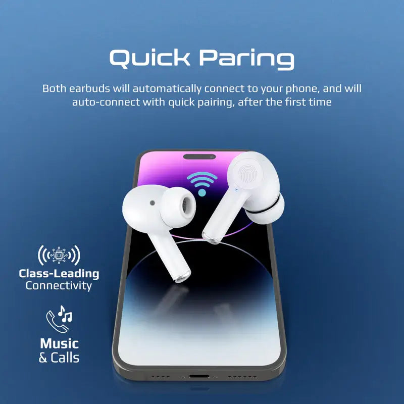 ProPods Promate True Wireless Earbuds, in-Ear Active Noise Cancelling Bluetooth v5.3 Earphones with Mic, 25H Playback Time, Intelligent Touch Controls and Charging case