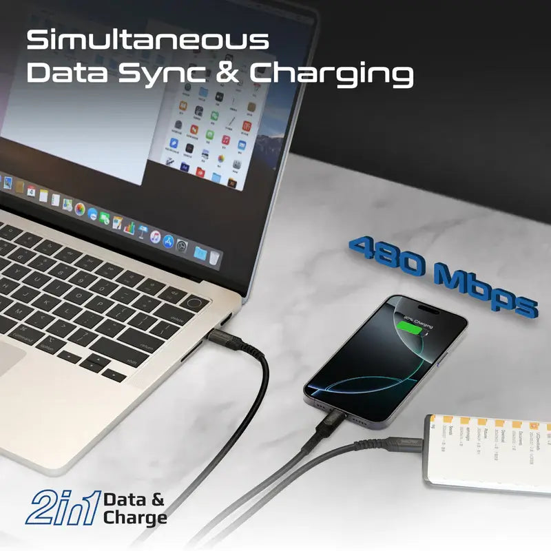 PowerLink-3C Promate USB-C™ to Dual USB-C™ Cable with 140W Power Delivery, PD2.0, PD3.0, and PD3.1 Support, Over Current Protection, Braided Design for Laptops, Tablets, Smartphones