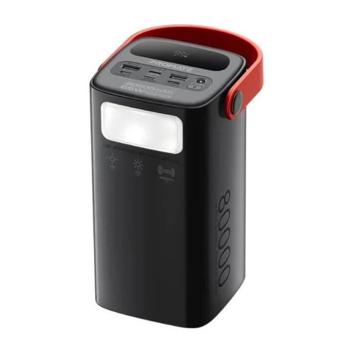 PowerMine-80 Promate iPhone 15 Power Bank, 80000mAh High-Capacity Battery Charger, 65W In/Out USB-C Power Delivery, 15W USB-C Port, 22.5W QC 3.0 Port, 15W USB Port, LED Torchlight for iPhone, MacBook
