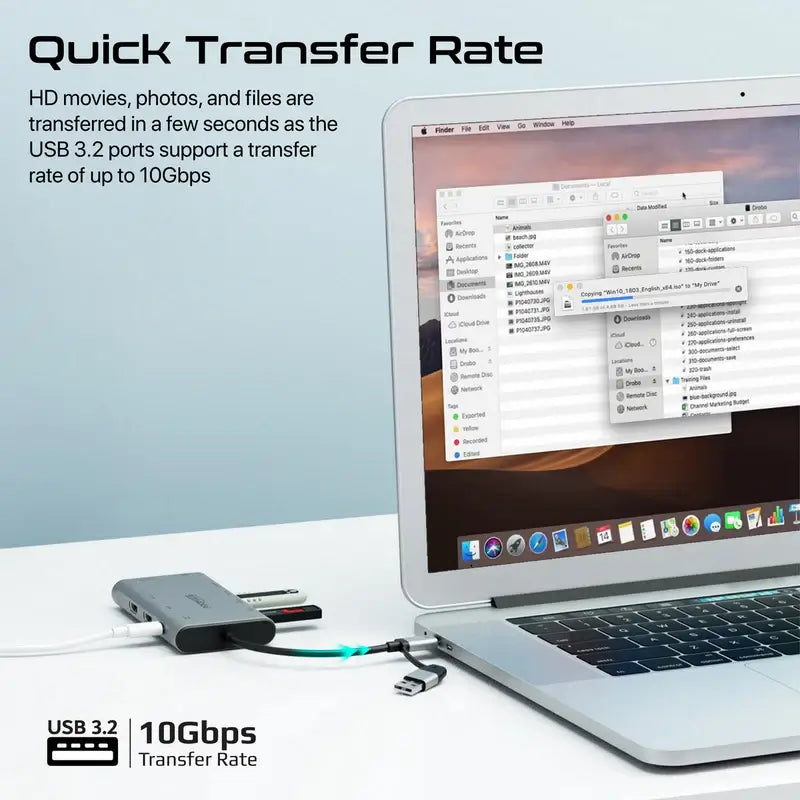 Promate PrimeHub-MST USB-C Hub, 9-in-1 4K Multi-Display Aluminum Hub with Dual HDMI, 1080p VGA Port, 1000Mbps LAN, 20W USB-C Power Delivery, USB 3.0 and USB 2.0 Ports for MacBook Pro