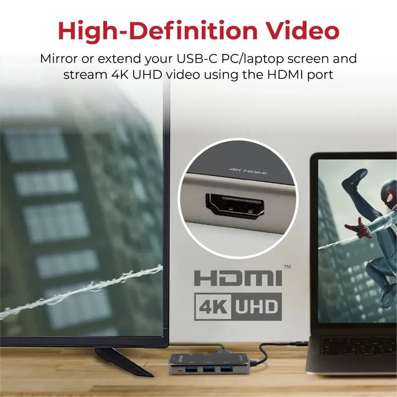 Promate PrimeHub-Mini 8-in-1 USB C Hub, Multi USB Port Type C Hub Adapter with 100W USB-C Power Delivery Port, 4K HDMI, TF/SD Card Slot, RJ45 Port and 3 USB 3.0 Sync Charge Ports for MacBook Pro, XPS
