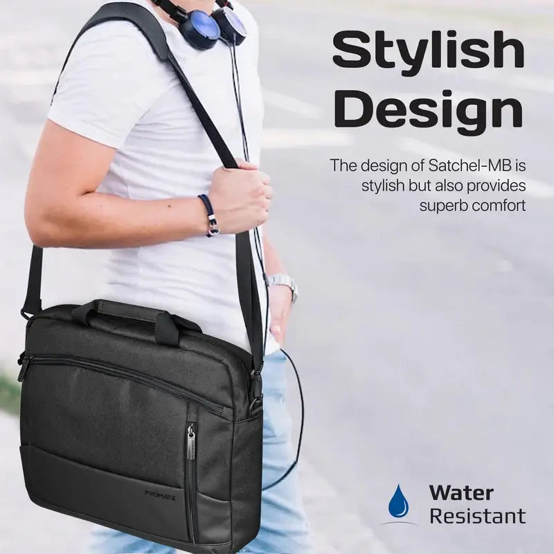 Satchel-MB Black Promate SleekComfort 15.6" Laptop Messenger Bag with Multiple Compartments