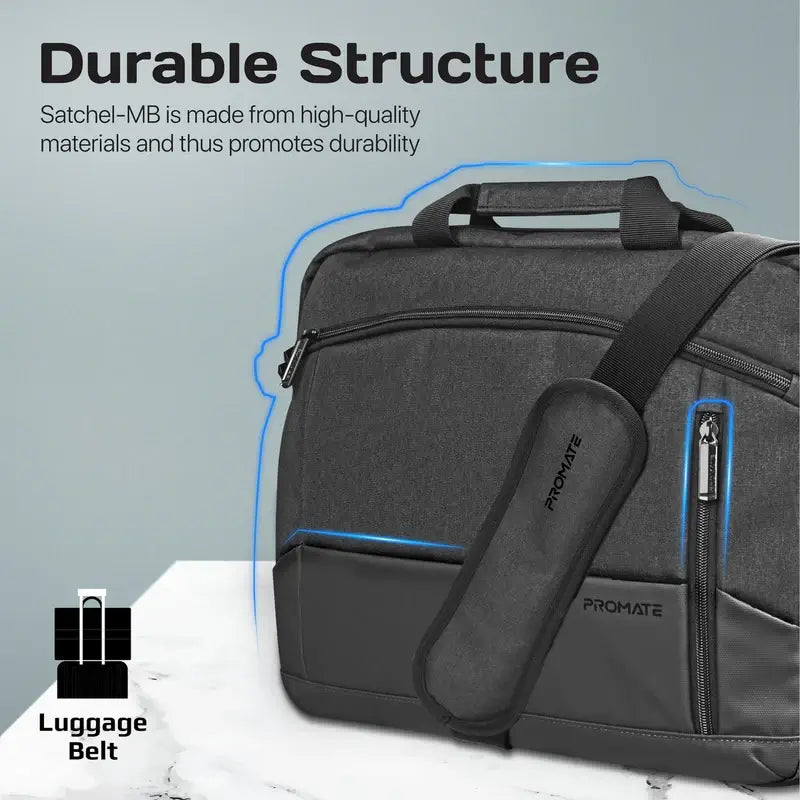 Satchel-MB Black Promate SleekComfort 15.6" Laptop Messenger Bag with Multiple Compartments