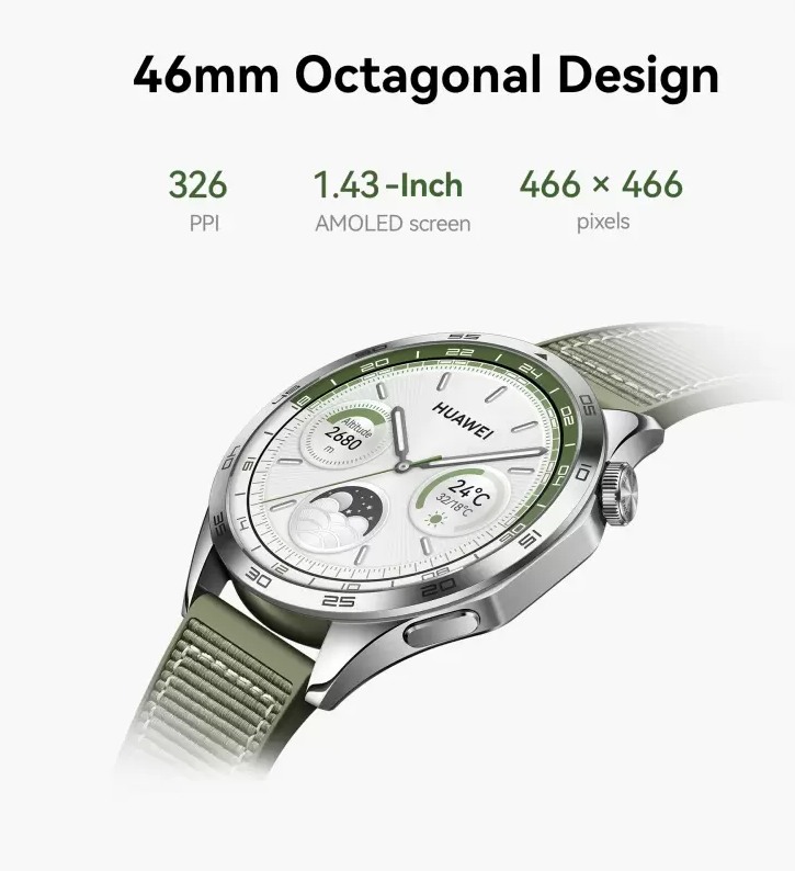 Huawei Watch GT4 46mm 14 Days Battery Life, TruSeen Tech for 24/7 Health Monitoring Smartwatch