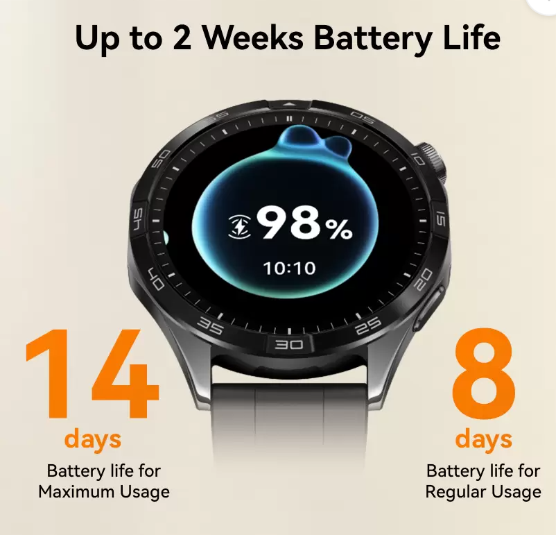 Huawei Watch GT4 46mm 14 Days Battery Life, TruSeen Tech for 24/7 Health Monitoring Smartwatch