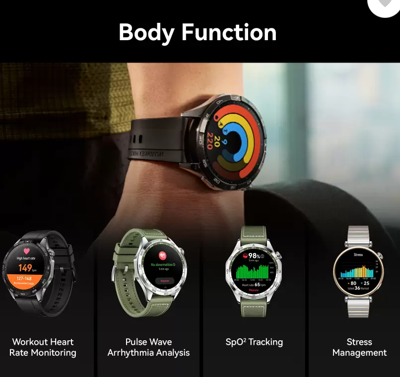 Huawei Watch GT4 46mm 14 Days Battery Life, TruSeen Tech for 24/7 Health Monitoring Smartwatch