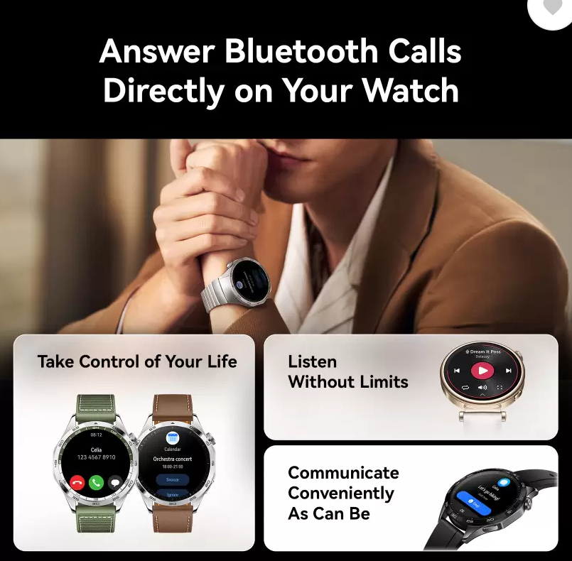 Huawei Watch GT4 46mm 14 Days Battery Life, TruSeen Tech for 24/7 Health Monitoring Smartwatch