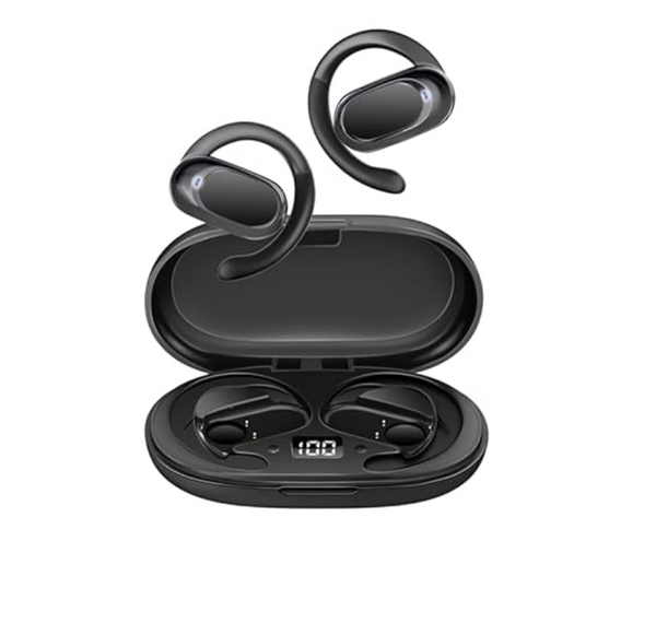 AeroTune,  Open Ear True Wireless Earphones,ENC Headphones with Touch Controls, Air Conduction, Microphone and 48H Playing Time for Bluetooth Devices, Gym/Office.
