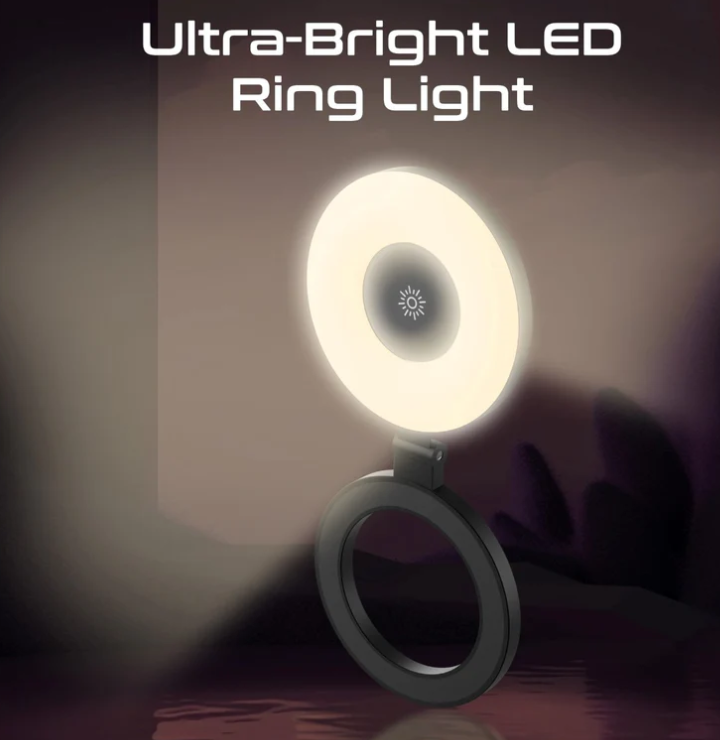 Maghalo, Portable LED Light, Adjustable Selfie Light with 300mAh Battery, MagSafe-Compatible Ring Design, 180-Degree Flip Function, Light Intensity Control and Three Lighting Modes,