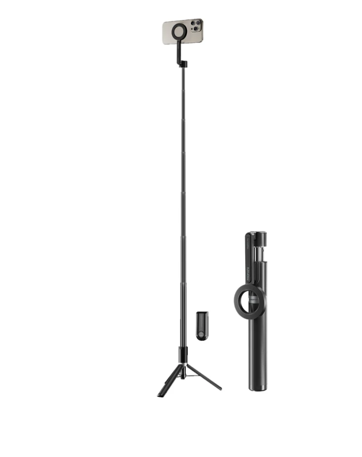 Magstick-Pro,  MagSafe Selfie Stick Stand, Extendable Bluetooth with Integrated Tripod Stand, Built-in Bluetooth Remote Controller and 10m Operating Range for Pictures, Videos, Smartphones
