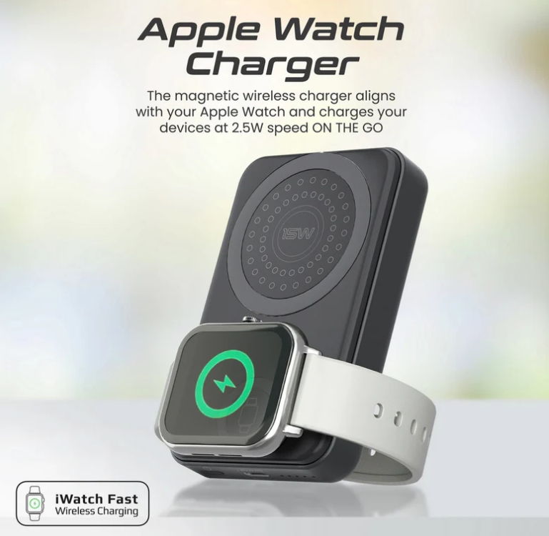PowerMag-Trio 3 in 1 Magsafe Power Bank, 10000mah 15W Foldable Wireless Powerbank - iPhone 15/15+/15 Pro/15 Pro Max, 14/14+/14 Pro/Max, 2.5W Apple Watch, 20W USB-C, Apple Magsafe Charger