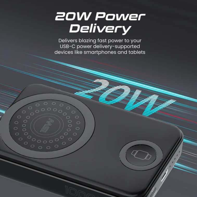PowerMag-Trio 3 in 1 Magsafe Power Bank, 10000mah 15W Foldable Wireless Powerbank - iPhone 15/15+/15 Pro/15 Pro Max, 14/14+/14 Pro/Max, 2.5W Apple Watch, 20W USB-C, Apple Magsafe Charger