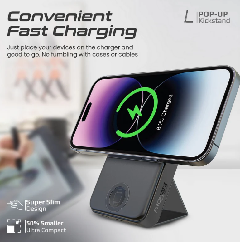 PowerMag-Trio 3 in 1 Magsafe Power Bank, 10000mah 15W Foldable Wireless Powerbank - iPhone 15/15+/15 Pro/15 Pro Max, 14/14+/14 Pro/Max, 2.5W Apple Watch, 20W USB-C, Apple Magsafe Charger