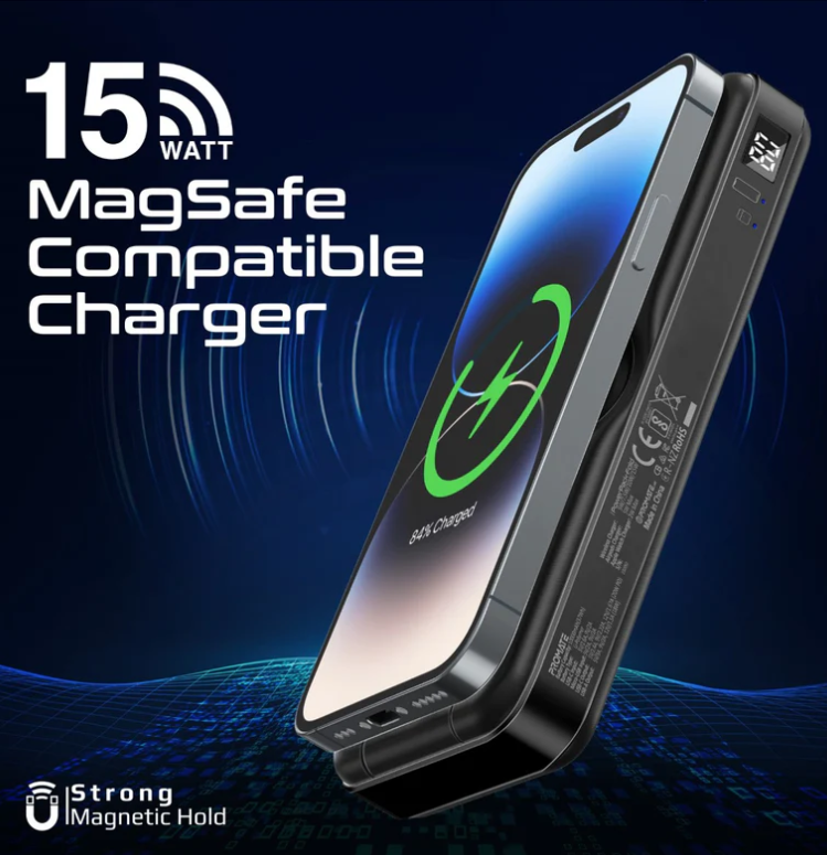 Powerpack-Fold 5 in 1 Magsafe Power Bank, 10000mah 15W Foldable Wireless Powerbank - iPhone 15/15+/15 Pro/15 Pro Max, 14/14+/14 Pro/Max, Apple Watch, Air Pods, 18W USB QC 3.0 Port, 20W USB-C