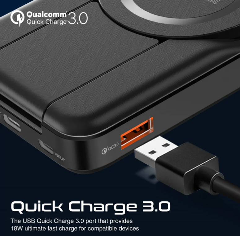 Powerpack-Fold 5 in 1 Magsafe Power Bank, 10000mah 15W Foldable Wireless Powerbank - iPhone 15/15+/15 Pro/15 Pro Max, 14/14+/14 Pro/Max, Apple Watch, Air Pods, 18W USB QC 3.0 Port, 20W USB-C