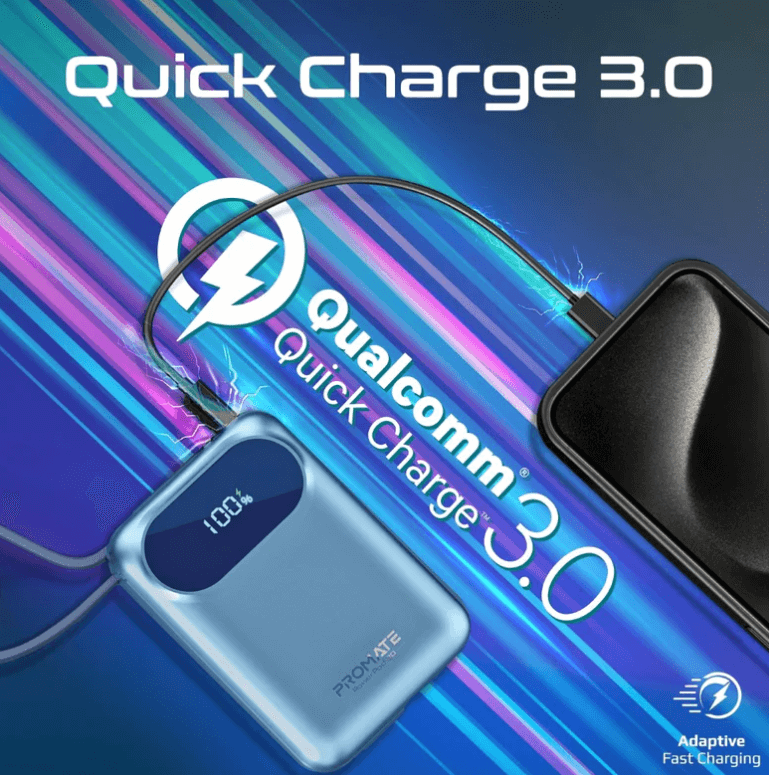 Powerpod 20 Ultra-Compact Powerbank with Built-in Cable (35W Type-C and 27W Lightning Cables), 35W Type-C PD, 22.5W QC 3.0 Port and LED for iPhone and Android
