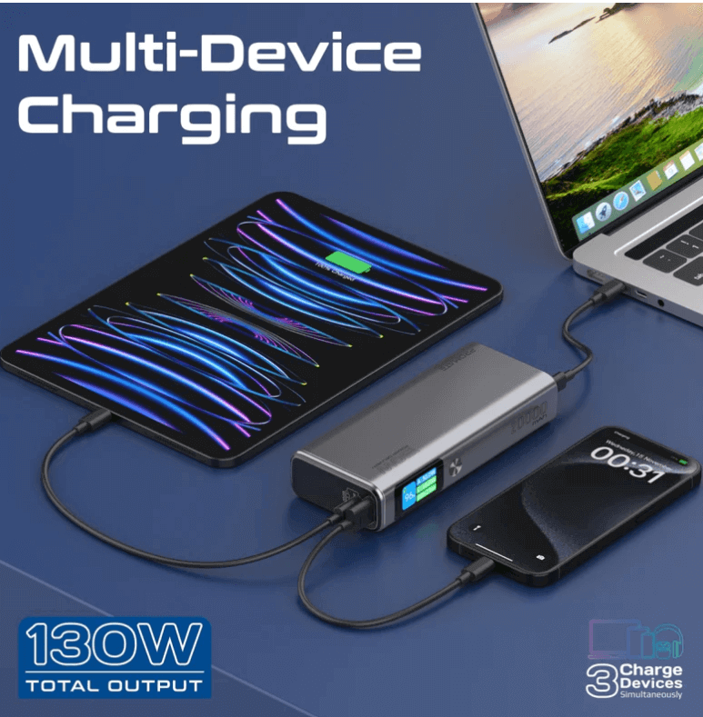 Titan 130 130W Laptop & Mobile Power Bank (20000mAh) | Smart TFT LCD Screen, USB-A QC 3.0, Dual Type-C Input/Output Ports, Over-Heating Protection | Power Bank for Laptop, iPhone and Android