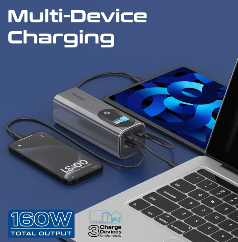 Titan 160, 160W Laptop & Mobile Power Bank (27600mAh) | Smart TFT LCD Screen, USB-A QC 3.0, Dual Type-C Input/Output Ports, Over-Heating Protection | Power Bank for Laptop, iPhone and Android, Titan-160