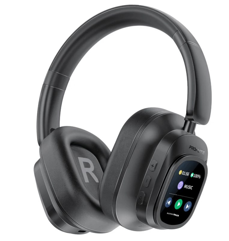 Vutune,  Headphones with,Hybrid Active Noise Cancellation, Detachable Magnetic LCD Touch Screen Controller, 50-Hour Playtime, Dual-Mode Connectivity, and Foldable Headband