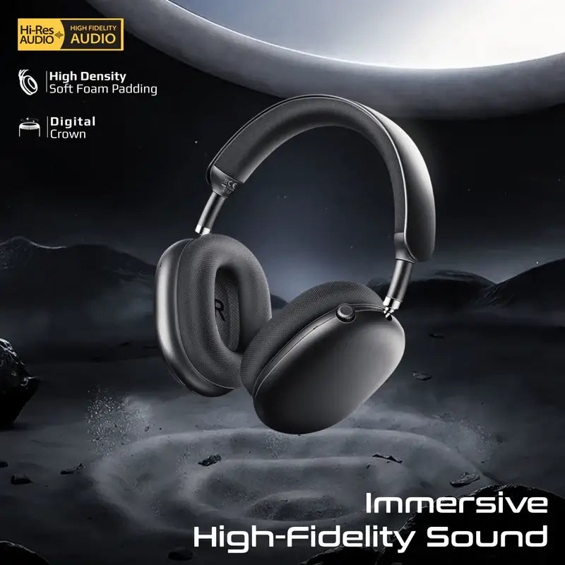 Serene Promate High-Fidelity Over-Ear Wireless Headphones with Dynamic Head Tracking, Advanced Hybrid Active Noise Cancellation, Immersive 360° Spatial Audio, 40-Hour Battery Life