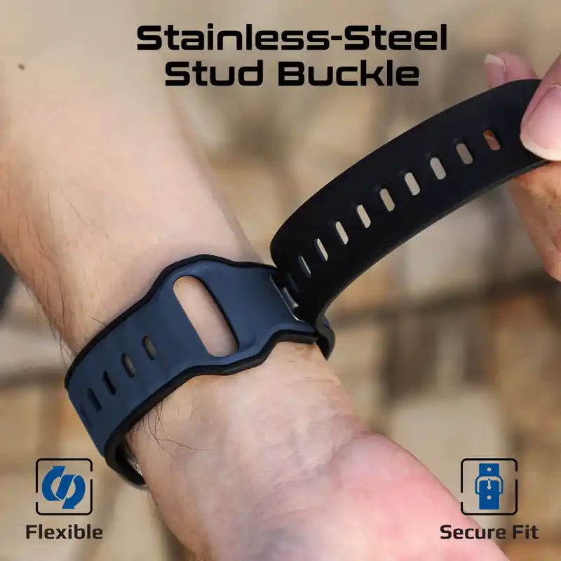 SiliBand-DC Promate Dual-Colour Apple Watch Band with Dust-Proof UV Treated Surface, Rust-Resistant Stainless-Steel Buckle, Durable Silicone Construction