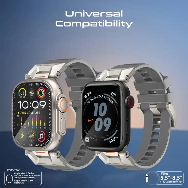 SilicaBand-Pro Promate Adjustable Apple Watch Band with High-Grade SUS 304 Stainless-Steel Connectors and Buckle, Scratch-Resistant Rubber Strap, Universal Compatibility, Strap and Corrosion
