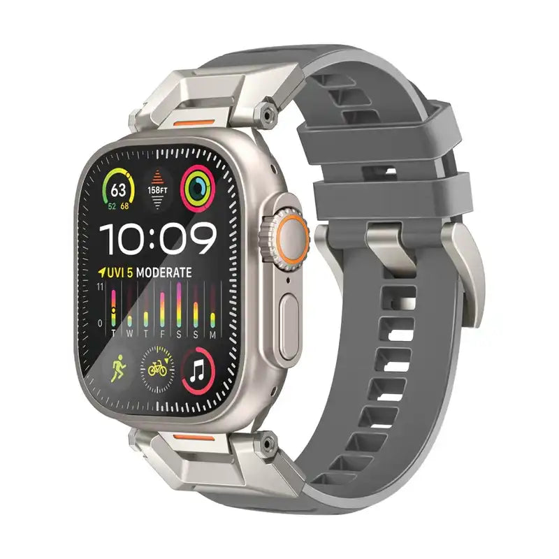 SilicaBand-Pro Promate Adjustable Apple Watch Band with High-Grade SUS 304 Stainless-Steel Connectors and Buckle, Scratch-Resistant Rubber Strap, Universal Compatibility, Strap and Corrosion