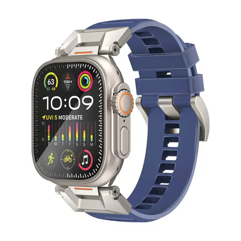 SilicaBand-Pro Promate Adjustable Apple Watch Band with High-Grade SUS 304 Stainless-Steel Connectors and Buckle, Scratch-Resistant Rubber Strap, Universal Compatibility, Strap and Corrosion