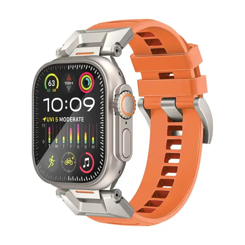 SilicaBand-Pro Promate Adjustable Apple Watch Band with High-Grade SUS 304 Stainless-Steel Connectors and Buckle, Scratch-Resistant Rubber Strap, Universal Compatibility, Strap and Corrosion