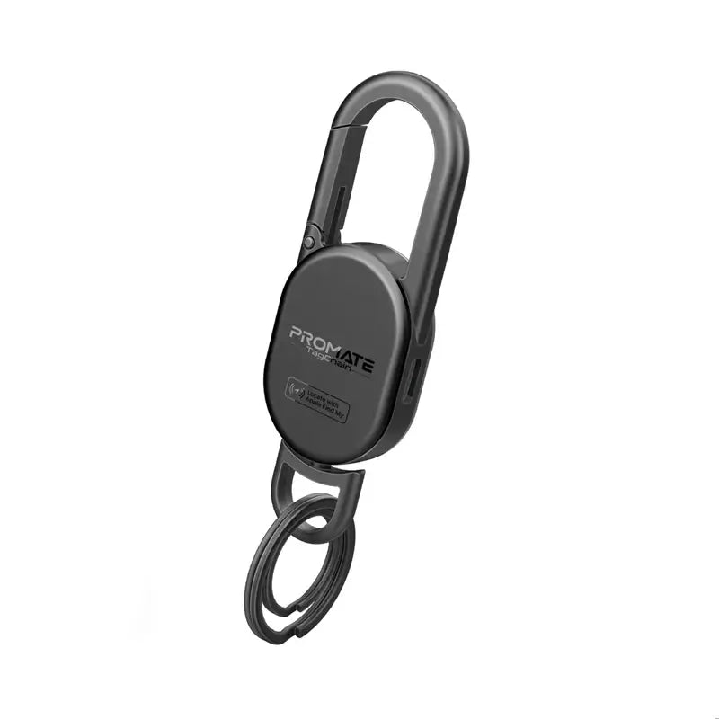 TagChain Promate Smart Key Finder with Apple Find My, IP67 Water-Resistant, Rechargeable Battery, 90dB Sound, 50m Range, Carabiner Clip & Ring for Bags, Pet Collars, Keys, Luggage