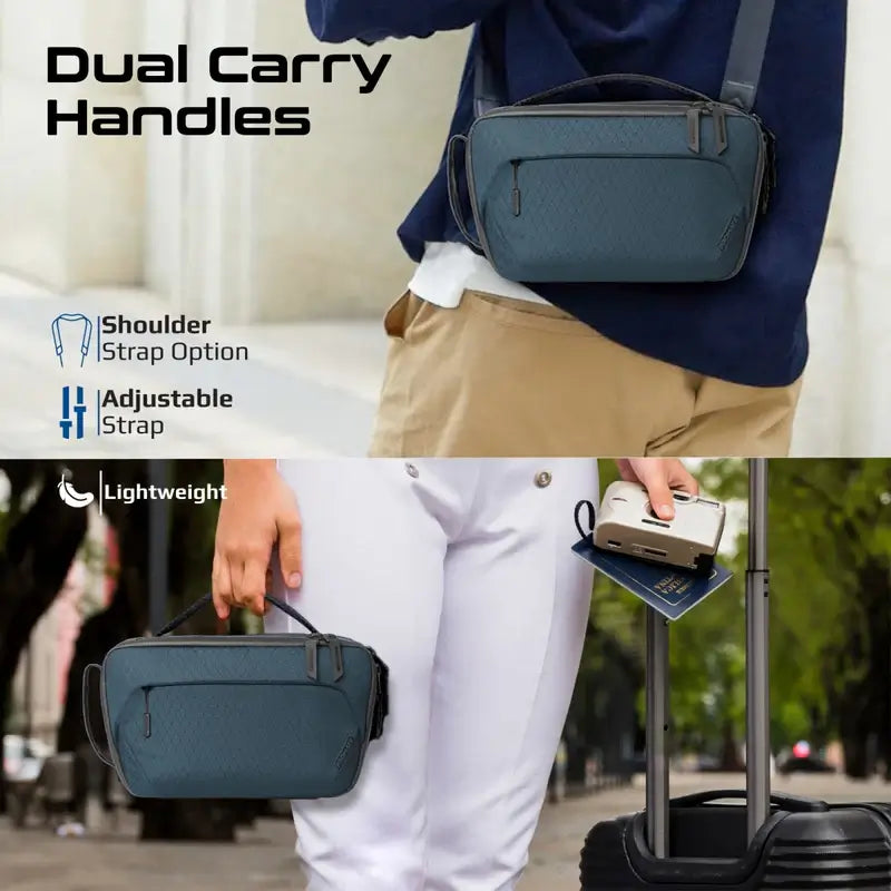 Urban Pouch Promate Versatile Handbag, Rip-Resistant Nylon Fabric, Multiple Compartments & Pockets, Includes Leather Magnetic Case and Serpentine Pocket with YKK Anti Theft Zipp