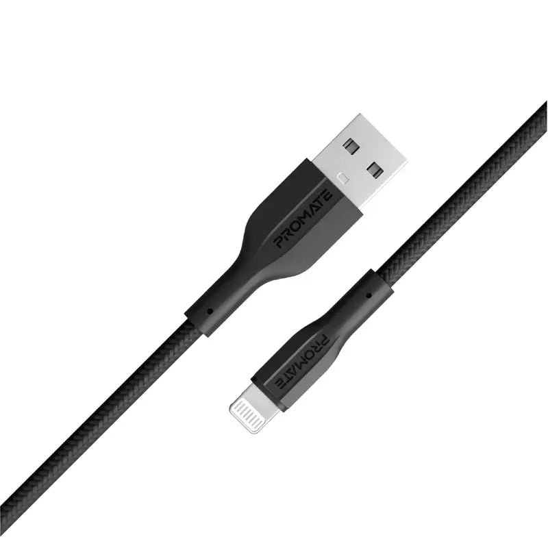 XCord-Ai Promate Lightning Charger with 480 Mbps Data Transfer, 10000 Bend Test and 100 cm Anti-Tangle Silicone Cord for iPhone 14, iPad