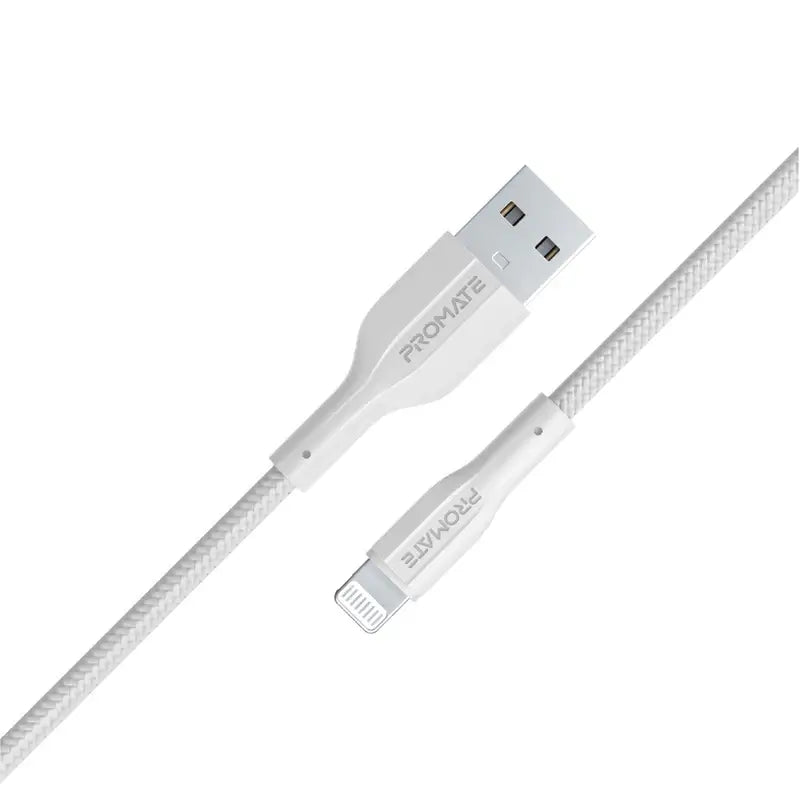 XCord-Ai Promate Lightning Charger with 480 Mbps Data Transfer, 10000 Bend Test and 100 cm Anti-Tangle Silicone Cord for iPhone 14, iPad