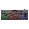 Promate Amber.EN Vertux Gaming Keyboard, Professional Ergonomic Wired USB Gaming Keyboard with Vibrant Rainbow Backlit, 26 Anti-Ghosting Keys, 12 Multimedia Shortcut Keys and 4 Backlit Modes for Gamers, Typist, Office, PC, Amber