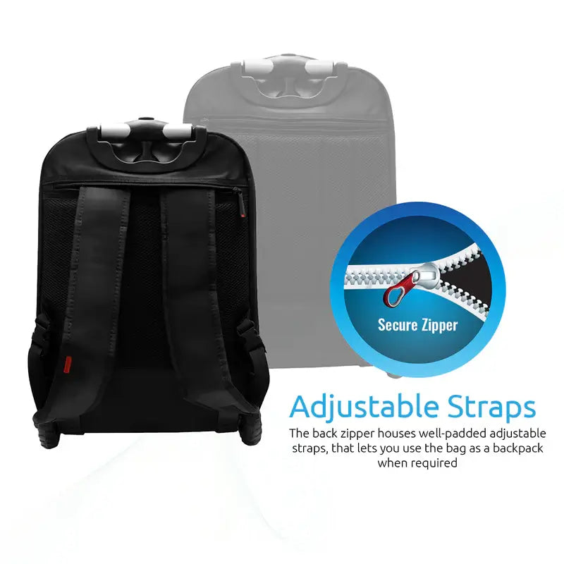 BizPak-TR Black Promate Premium Heavy Duty Trolley Bag for Laptops up to 15.6 Inches with Multiple Storage Options, High Volume Storage with Extendable Handle, Water-Resistant & Secure Zippers