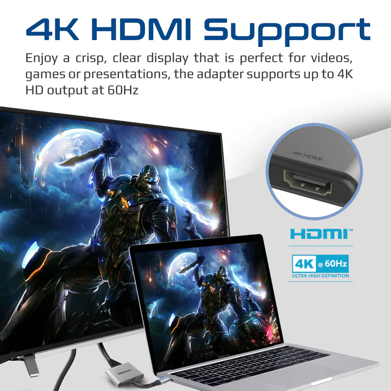 MediaLink-H2, USB-C to HDMI Adapter, Ultra HD 4k 60hz Type-C to HDMI Adapter Converter with Dual HDMI Ports, Compact Design for MacBook Pro, iPad Air, Samsung Galaxy S22