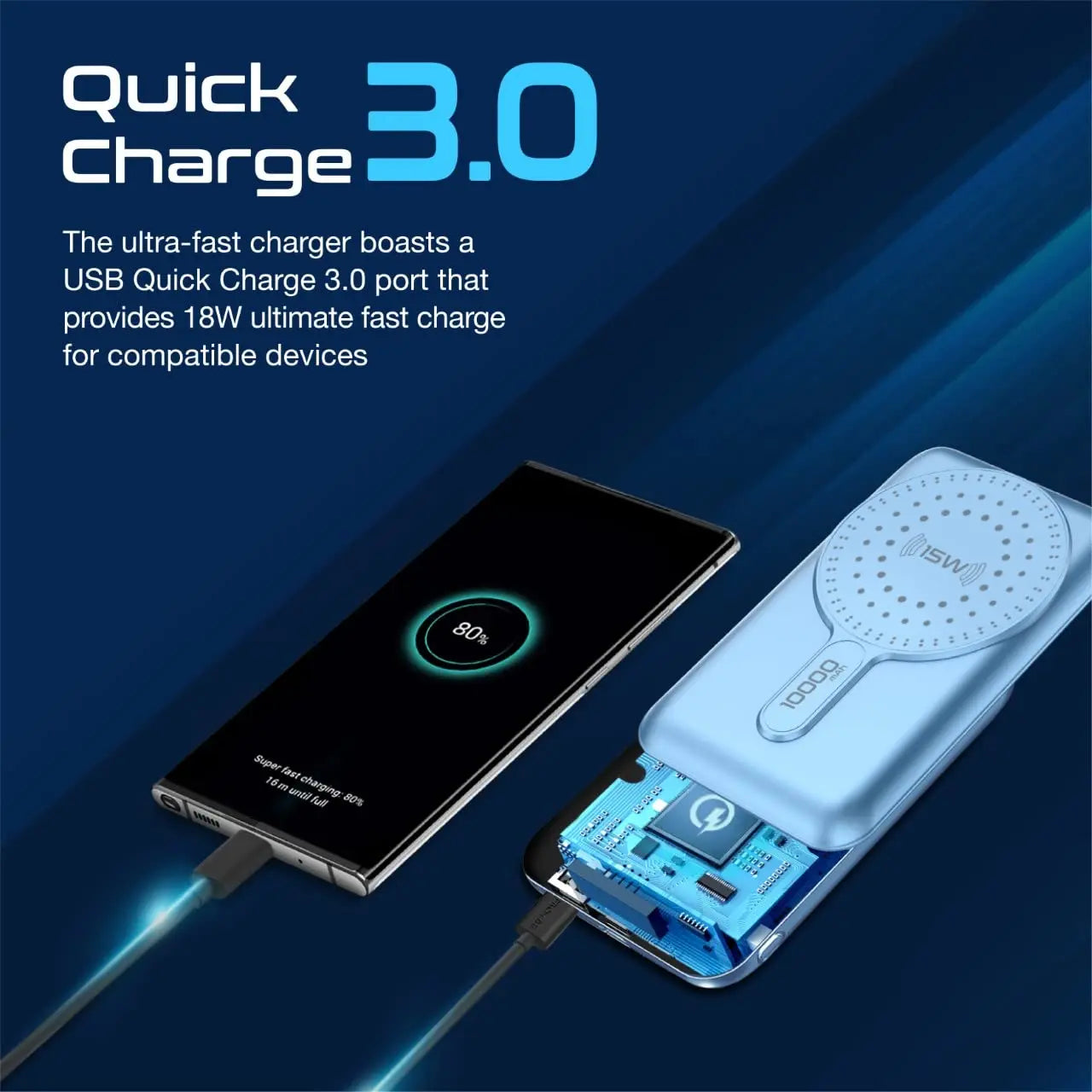 PowerMag-10Pro, Magnetic Wireless Power Bank, 10000mAh 15W Qi Wireless Mag-Safe, 20W USB-C Power Delivery Port, 18W QC 3.0 Port and Foldable Stand for iPhone 13, iPad Air