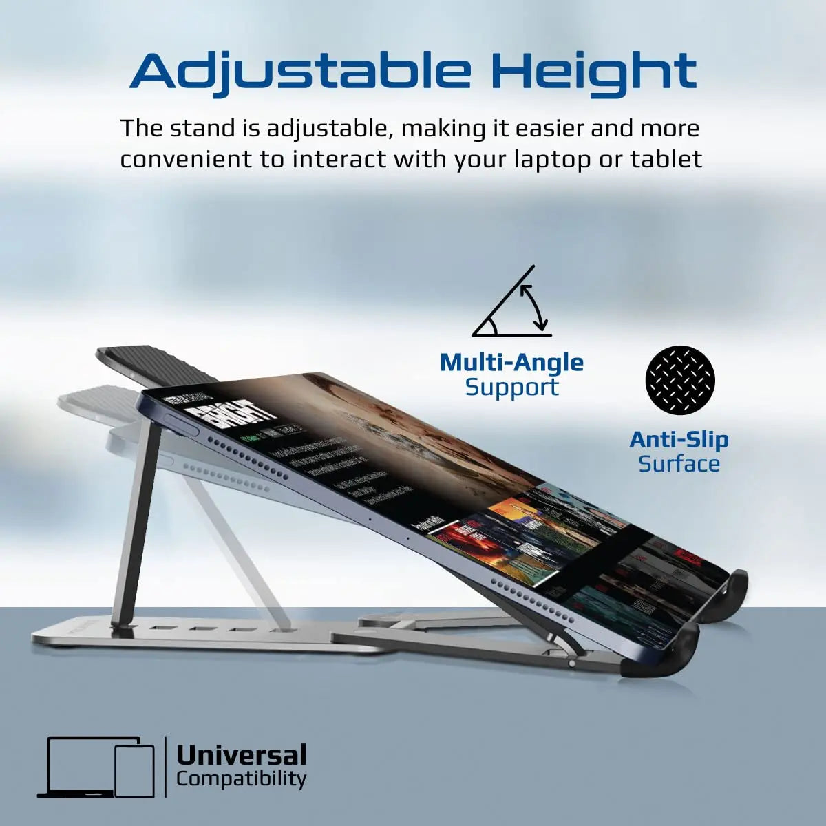 PocketMount Laptop Stand, Ergonomic Aluminum Multi-Level Notebook Stand with Anti-Slip Pads, Optimized Air Ventilation, Adjustable Height and Foldable Design for MacBook Pro, Notebooks