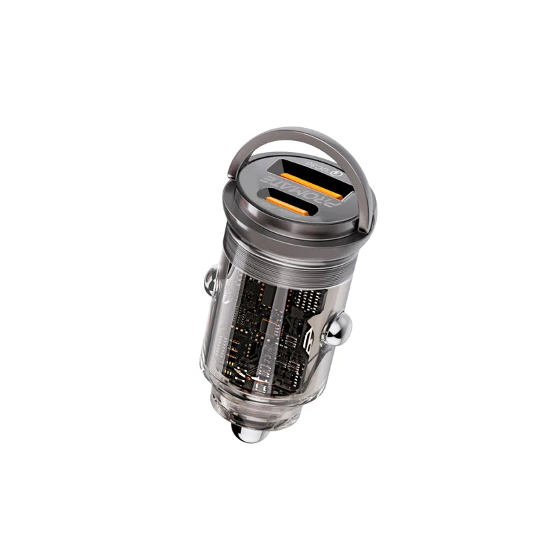 TransDrive-65W, Compact Car Adapter with USB Type-C Power Delivery Port, USB-A Port, Mini Handle and Heat Protection Compatible for iPhone 15, Galaxy 23